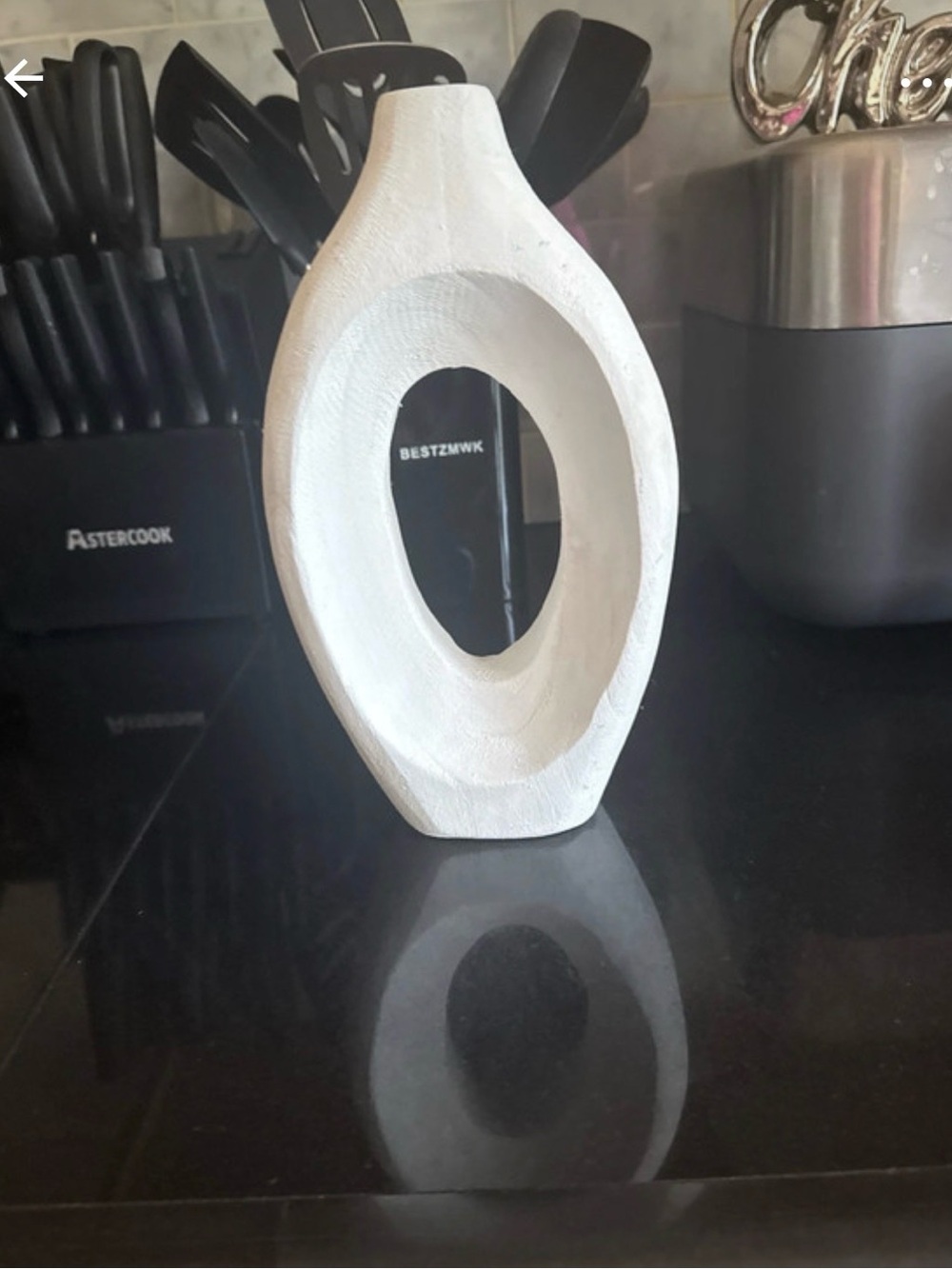 Modern wooden white cutout sculptural vase